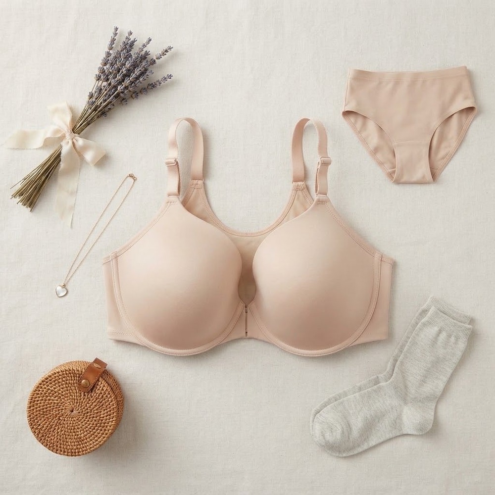 Torrid 360 Back Smoothing Front Closure Underwire Bra Nude Beige 38DD